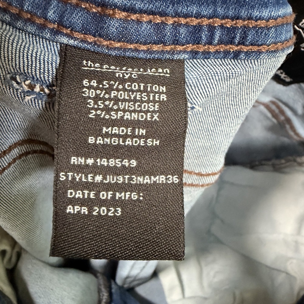 The Perfect Jean NYC Athletic Slim Fit Jeans Stretch Denim 36x36 Mens Blue Pants - Picture 5 of 8